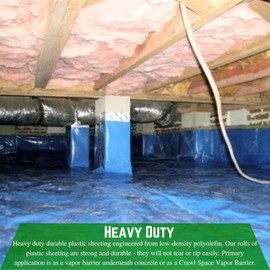 Farm Plastic Supply - Crawl Space Vapor Barrier - 10 Mil Vapor Barrier, Plastic Drop Cloth for Crawl Space Encapsulation, Heavy Duty Polyethylene Film, Thick Plastic Sheeting (7' x 70')