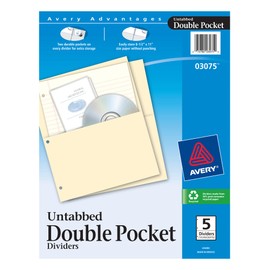 AVERY Untabbed Double Pocket Dividers, 5-Divider Set (3075)