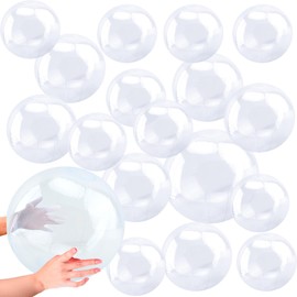 18 Pack 16 Inch 12 Inch 8 Inch Inflatable Clear Beach Ball Transparent Beach Ball Inflatable Clear Ball Balloons for Summer Beach Pool Party Favor, 3 Size