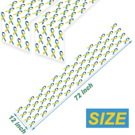 2PCS Down Syndrome Awareness Yellow Blue Ribbon Table Runner World Down Syndrome Day Party Supplies Decorations Favors Tablecloth Ehlers Danlos Syndrome Social Charity Event Table Cover