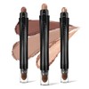 LUXAZA 3Pcs Neutral Brown Eyeshadow Stick Set, Matte And Shimmer
