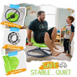 Turtle Spinning Chair for Autistic Kids – Sensory Spinning Toy, Spin Chair for Kids Autism, Sensory Swivel Seat for Balance, Coordination, Focus & ADHD Support, Autism Sensory Products (Green)