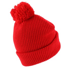 Trendy Apparel Shop Gorro de Invierno de Gran tamaño con Pompones sólidos XXL, Rojo, XX-Large