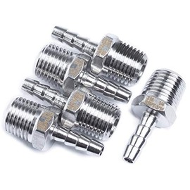 LTWFITTING Stainless Steel 316 Barb Fitting Coupler/Connector 1/4-Inch Male BSPT x 5mm Hose Barb(Pack of 5)