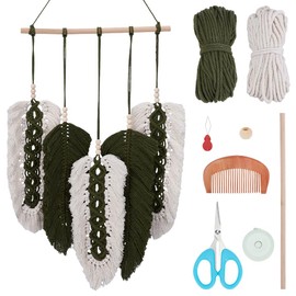 ORIGACH DIY Macrame Leaf Wall Hanging Kit Boho Macrame Feather Leaf Tapestry Kit for Adults Beginner Handmade Macrame Leaves Wall Hanging Decor for Living Room Bedroom