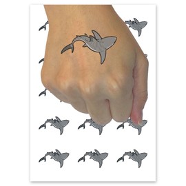 Swimming Tiger Shark Ocean Fish Temporary Tattoo Water Resistant Fake Body Art Set Collection - 54 1" Tattoos (1 Sheet)