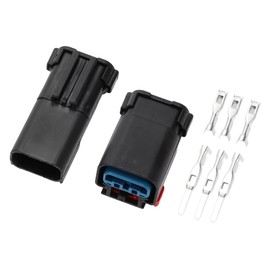 INFINAUTO 3 Pin Car Electrical Wire Connector Plug Housing Kits, 2.8mm Series Car RV Truck Male Female Wire Terminal Connector Black, 1 Set