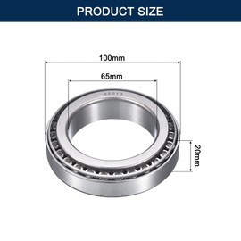 HIPicco 2 Pack 32013 Tapered Roller Bearing Cone and Cup Set, 65mm Bore 100mm OD 20mm Cup Width, Chrome Steel Taper Bearings Set, ABEC-3