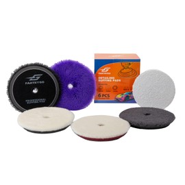 6PCS Wool Buffing Pads 6/7" – Large Size Polishing Pads for Auto Detailing – Fast Coverage for Big Surfaces – Heavy Cut & Shine Ready – DA/Rotary Compatible