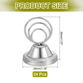 PATIKIL 24 Pack 1.57 Inch Table Number Holders, Weighted Base Place Card Holders Picture Stand Photo Sign Clips for Wedding Reception Restaurants, Silver