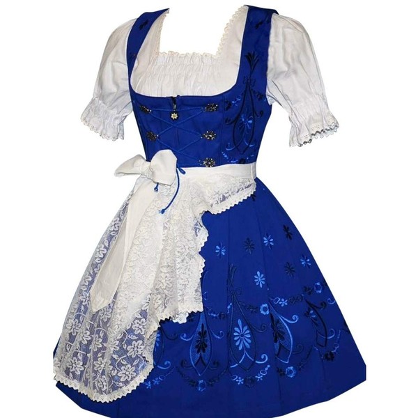 Dirndl Trachten Haus Vestido corto alemán de 3 piezas para fiesta Oktoberfest, Azul marino, 16