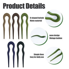 5 Pcs Vintage U-shaped Hair Fork French Matte Pointy Hairpin Hair Clips Accessories Chignon U Bar Women Girls Hair Pin