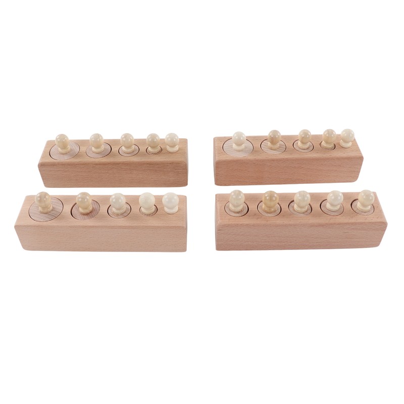 Cylinder Socket Toy Beech Wood Educational Knobbed Cylinders Blocks for
