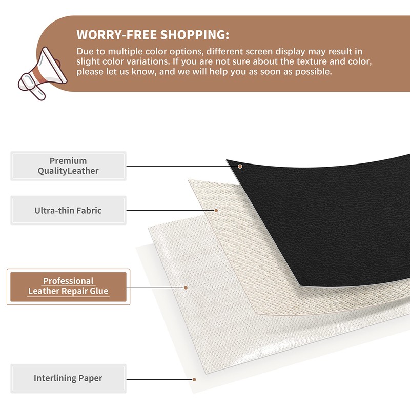 ONine Leather Repair Patch，Self-Adhesive Couch Patch，Multicolor Available Scratch Leather 8X11