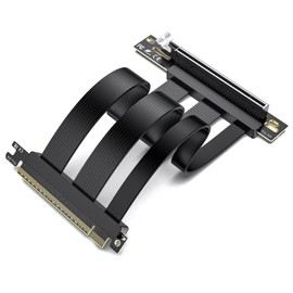 linkbolt PCIe 5.0 Riser Cable | RTX5090 RTX4090 RX9070 RX7900 GPU Ready | Compatible with PCIe 5.0/4.0 GPU | 90 Degree Right Angle for Vertical GPU Mount| Flexible PVC Gpu Riser Cable 200mm Black