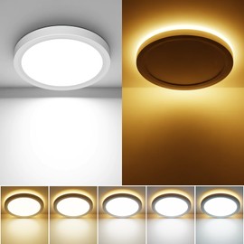 zemty 7 Inch LED Flush Mount Ceiling Light Fixtures, 15W + 3W Nightlight 1800K Warm, 3000k/3500k/4000k/4500k/6500K 5 Color Temperatures Selectable for Hallway Bathroom Pantry Dining Room