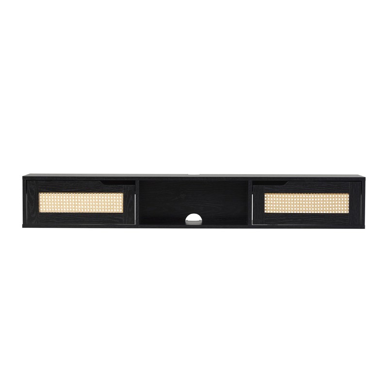 Walker Edison Destin Modern Rattan Flip-Down-Door Wall-Mounted Floating TV Stand