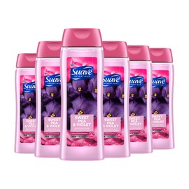 Suave Moisturizing Body Wash, with Sweet Pea Violet and Vitamin E Extract, No Parabens, No Phtahaltes, 18 Oz Pack of 6