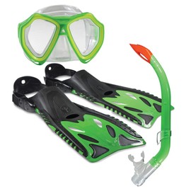 Land & Sea Nipper Mask/Snorkel/Fin Set - Child Size 1-4 (Green/Black)