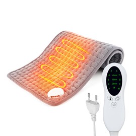 XPJBKC Heating Pad with Automatic Shut-Off, 30 x 60 cm Heating Pad, Heat Pad with 10 Temperature Levels, Heat Cushion Back with 3 Time Settings, for Back, Neck, Shoulder, Stomach, Grey