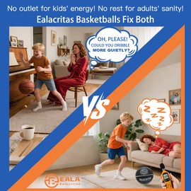 Ealacritas Non-Compress Groove-Grip Silent Basketball & Hoop Gift Set - High-Density Foam with Textured Surface, All-Weather Indoor Practice, Ready-to-Give Pro Training Kit (Black, No.7)