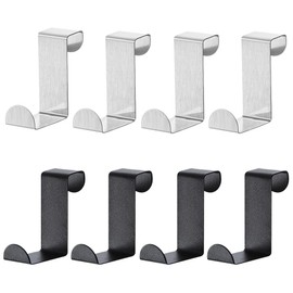 YilKUliHio 8 PCS Over The Door Hanger Stainless Steel Over Door Hooks Z-Shaped Door Coat Hanger No Drilling Cupboard Hooks for Bedroom Bathroom Kitchen Wardrobe Office Towels Hats Bag