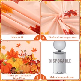 Preboun 30 Pcs Thanksgiving Tablecloth Fall Disposable Table Cloth 54 x 108 Inch Waterproof Plastic Table Cloth Maple Leaf and Pumpkin Tablecloth for Thanksgiving Harvest Party Table Decor, 5 Style
