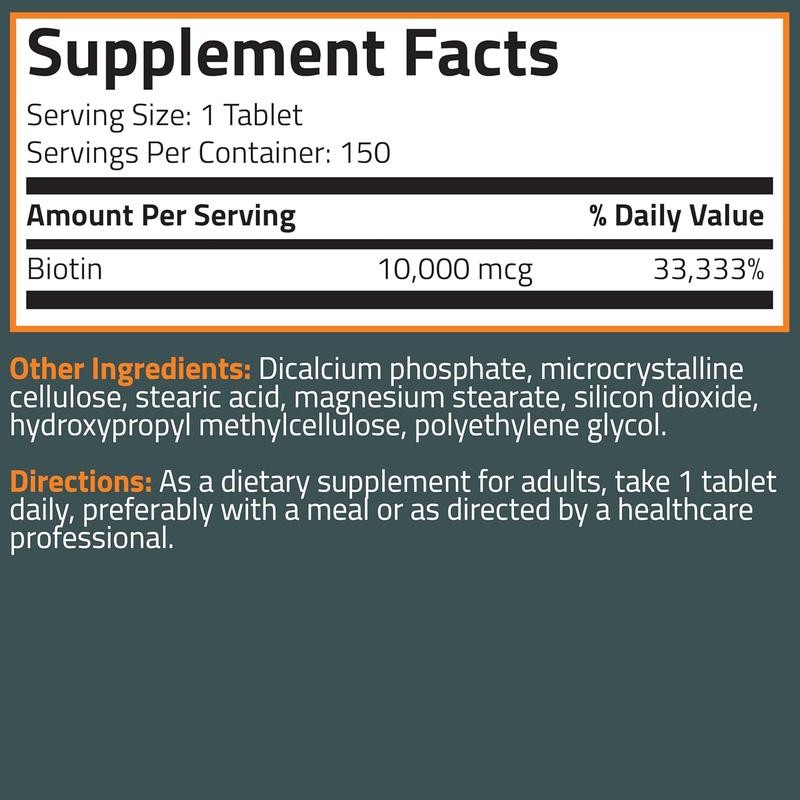Biotin 10,000mcg Tablets | Supports Healthy Hair, Skin & Nails