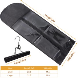 1 Pack Wig Storage Bag with Hanger Hair Extensions Wig Storage Extra Long Hair Extension Holder with Transparent Zip Up Closure (Size Small)