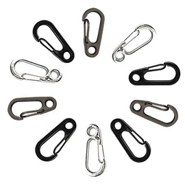 TEMLUM Carabiner, Small, Mini Shape, Set of 10, Mini Carabiner, Carabiner Snap, Key Holder, Accessories, Keys, For Camping, Hiking, Gray 01