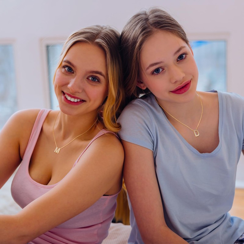 Jewlpire 14K Gold Initial Necklaces for Women, Initial Cubic Zirconia