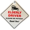 Elderly Driver Please Be Patient Window Sucker Sign, Blue, one