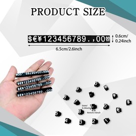 CONEHOY 120 Sets Adjustable Price Tag Display Stand Pricing Tags Blocks Label Holder with Letter Number Cubes for Display Jewelry Shop and Retail