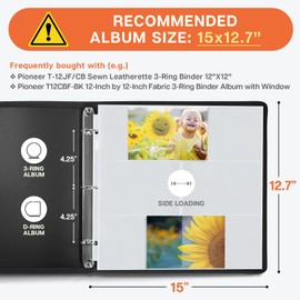 Dunwell 12x12 Scrapbook Page Protectors - 4x6 Photo Album Pages for 3-Ring Binder, (50-Pack, Horizontal Layout), Holds 600 Pictures, Durable Refill Sleeves, Scrapbooking, Fits Pioneer & WRMK Albums