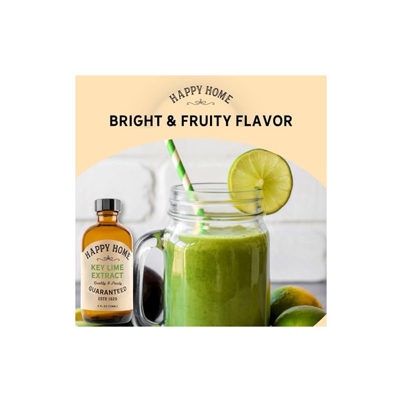 Happy Home Key Lime Extract, Natural, Dairy-Free, Nut-Free, Gluten-Free, Kosher,