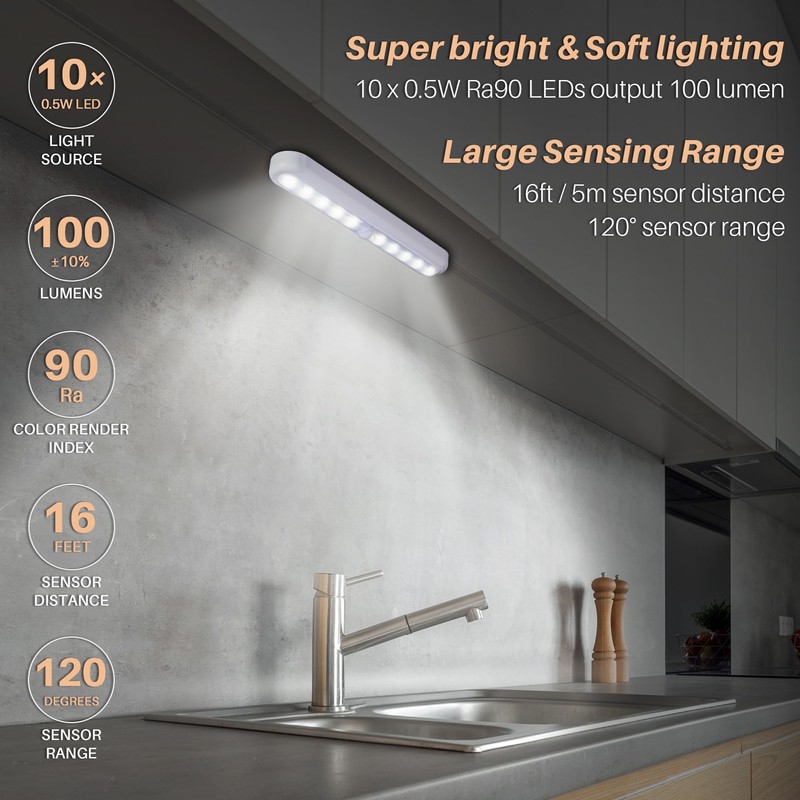STAR-SPANGLED 11” Motion Sensor Lights Indoor AA Battery Operated, Stick