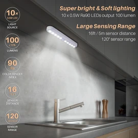 STAR-SPANGLED 11” Motion Sensor Lights Indoor AA Battery Operated, Stick on LED Light for Closet, Stairs, Under Cabinet, Kitchen, Cool White, 2 Pack
