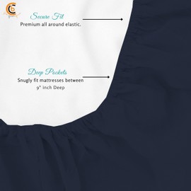 Camping Cot Sheets 33" x 75" - 3 Piece Cot Sheet Set for Bunk Bed - fits upto 9" Deep Mattress, Perfect for Narrow Twin, Camping Cot, RV Bunk, Guest Beds, Trifold Mattress - Navy Blue