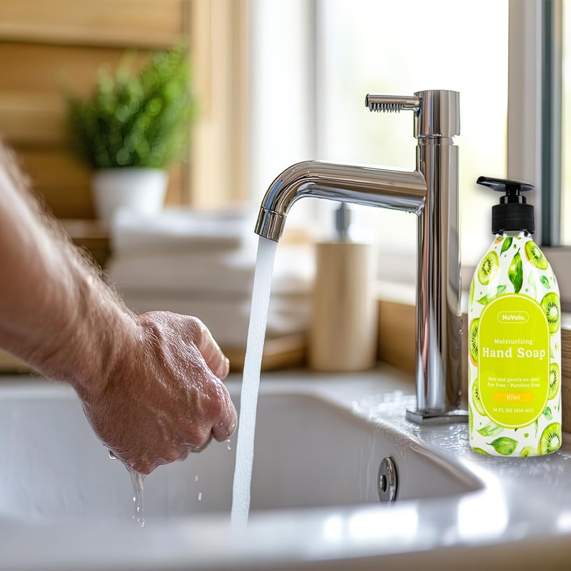 NuValu Liquid Hand Soap – Kiwi Scent, Moisturizing Hand Wash,