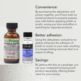 Nail Prep Dehydrator 0.5 fl oz & Xtrabond Primer 1.0 fl oz - Professional Non-Acid Nail System for Acrylic and UV Gel Nails - Enhances Adhesion & Long-Lasting Results