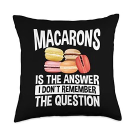 French Macaron Tower Macaroons Cookies Macaroons Macarron Boxes French Baked Macarons Cookie Throw Pillow, 18x18, Multicolor