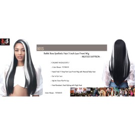 BOBBI BOSS Bobbi Boss Long Straight Synthetic Hair 5 inch Deep Part Lace Front Wig - MLF553 SAFFRON, Hand Tied Wigs with Natural Baby Hair, High Heat Resistant (TC4/30, Brown, Highlight Auburn)