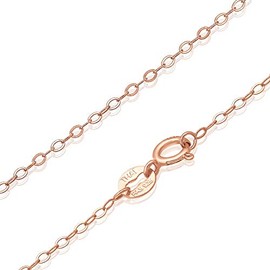 Collar de cadena de plata de ley de 1 mm, delicado y plano, para todos los tamaños, 35,5-91,44 cm