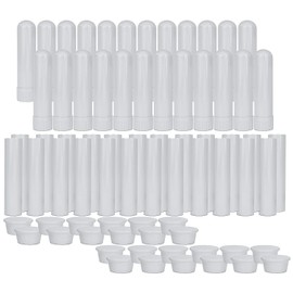 50 Pcs, White Essential Oil Aromatherapy Blank Nasal Inhaler Tubes(Including 50 unscented Wicks +3 Polyethylene Pipette Droppers)