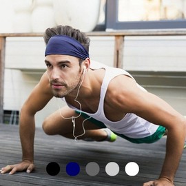 Unisex Wide Sports Running Headband Exercise White 6ea