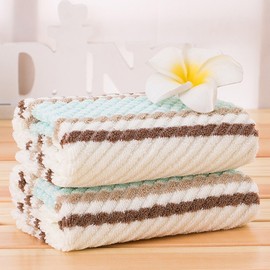 Pidada Hand Towels Set of 2 Striped Pattern 100% Cotton Super Soft Highly Absorbent Hand Towel for Bathroom 13.4 x 29.5 Inch (Brown)