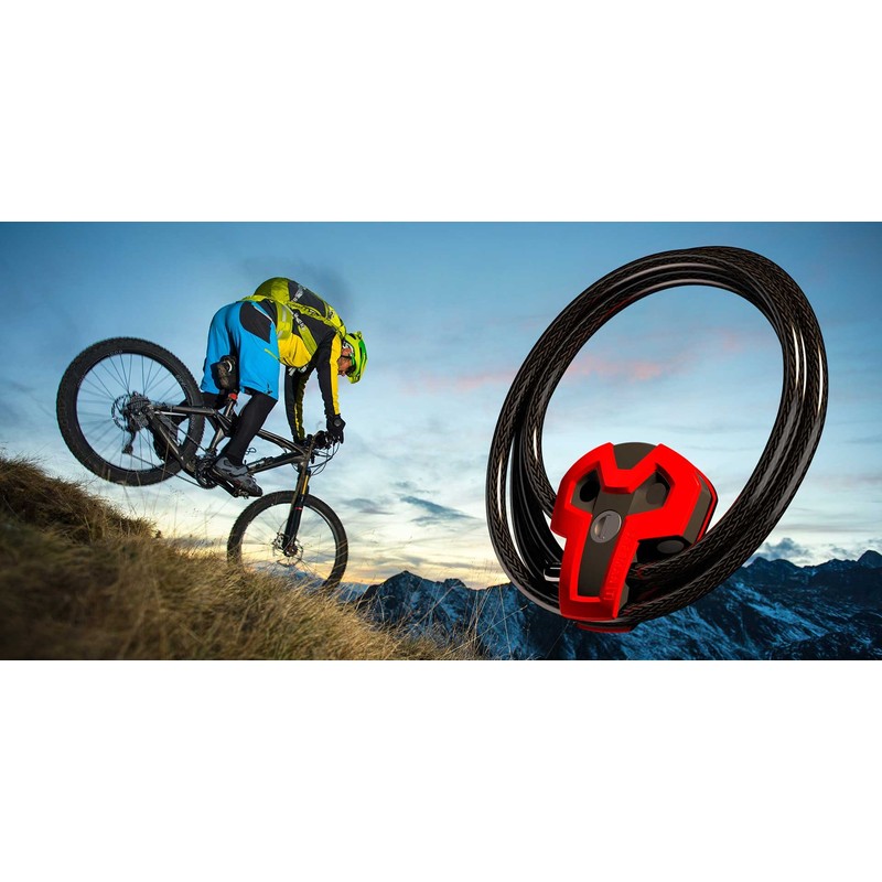 Safeman T-Shirt Multi-Functional Combination Cable Lock – Black/Red, 185 x