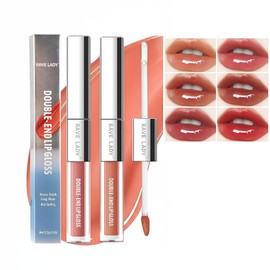 Lip Gloss 2 in 1, Double Head Lip Gloss, Lip Glaze Holds Lips, Moisturizing Gloss, Moisturizing Balm, Lip Blood Tone, Waterproof Long Lasting Transparent Tint TikTok Popular (03#)