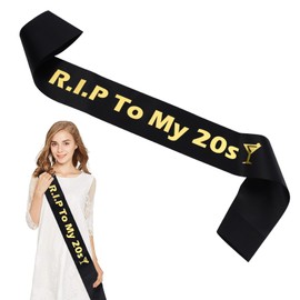 R.I.P to My 20s Birthday Sash, RIP to My Youth Birthday Decorations for 30th Thirtylicious Birthday Girl, Funeral for Youth Birthday Decor,30 Years Old Birthday Funny Gifts