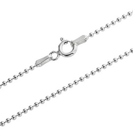 SA Chains 1mm Sterling Silver 925 Italian Ball Bead Chain Necklace Chocker Bracelet Anklet with Spring Ring Clasp - inch 14"/35cm